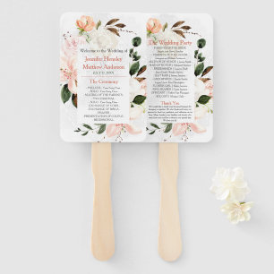 Pink and White Lilies, Roses, Peonies Wedding Hand Fan