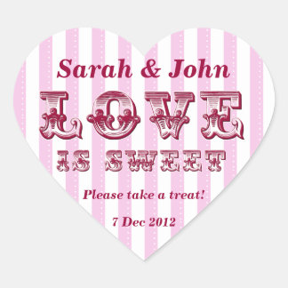 Pink and white Love is sweet Candy Buffet Sticker