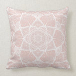 Pink and White Mandala - Loergann in Mallow Throw Pillow<br><div class="desc">This is my Loergann mandala design in white over a Mallow background. Mallow is a light dusty pink shade and gives a subtle contrast to the design. ••••••••••••••••••••••••• •Loergann• means •Moonlight• in Cornish. This intricate floral mandala was inspired by the moonlit ocean, with accents of coral and water droplets, along...</div>