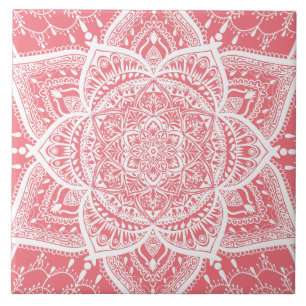 Pink and White Mandala - Loergann in Peach Tile