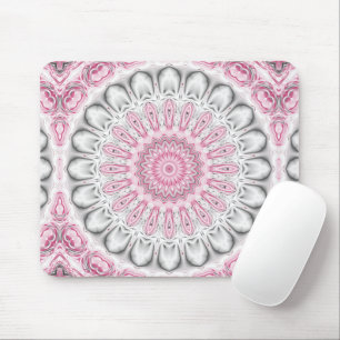 Pink and White Mandala Pattern Design Mouse Pad