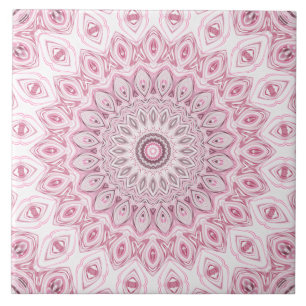 Pink and White Mandala Pattern Design Tile