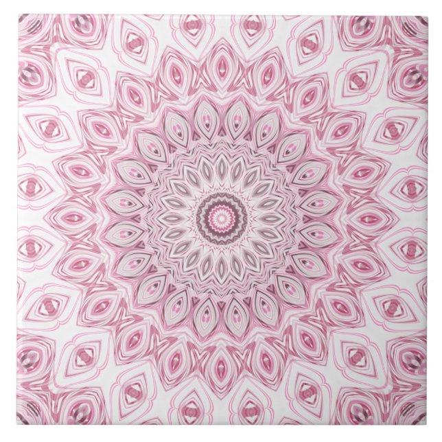 Pink and White Mandala Pattern Design Tile (Front)
