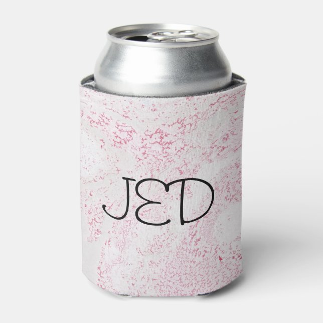 Pink and White Marble Pattern Can Cooler (Can Front)