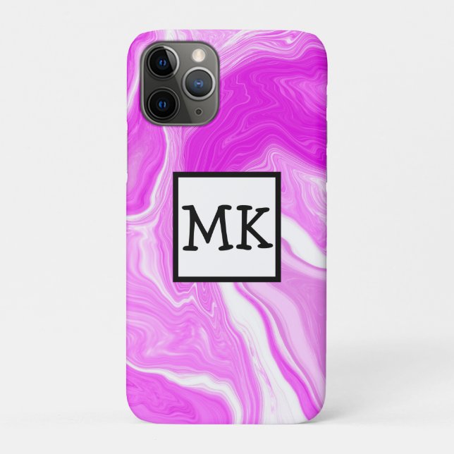 Pink and White Marble Swirls Personalized  Case-Mate iPhone Case (Back)