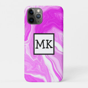 Pink and White Marble Swirls Personalized   iPhone 11 Pro Case