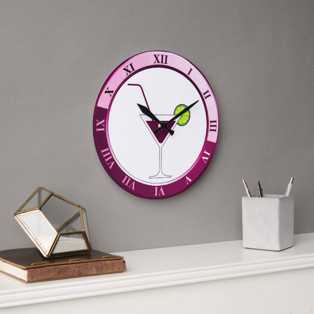 Pink and White Martini Bar Clock (Office)