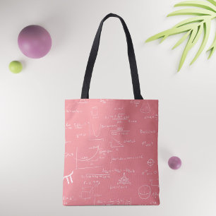 Pink and white math equations and math graphics Tote Bag