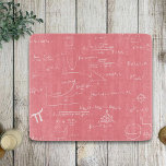 Pink and White Mathematics formulas and Graphics Cutting Board<br><div class="desc">Great mathematics personalized cutting board in pink colour. The math formulas and equations are in white over the pink background. Illustrated and designed by Patricia Alvarez.</div>