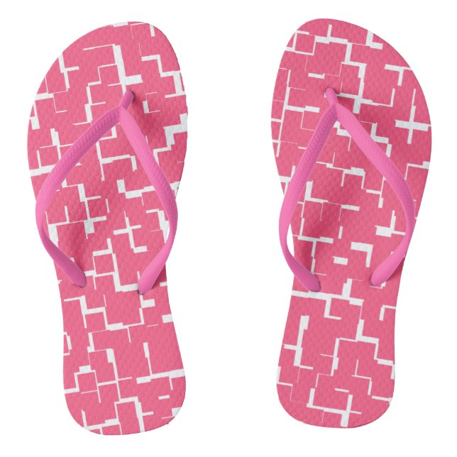 Pink and white Maze, Pair of Flip Flops, yoga Flip Flops (Footbed)