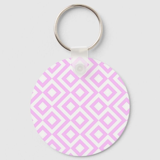 Pink and White Meander Keychain (Front)