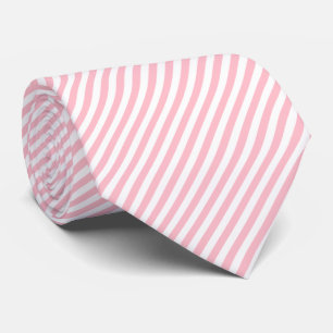 Pink and White Medium Size Diagonal Stripes Tie