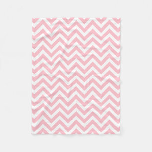 Pink and White Medium Size Horizontal Chevron Fleece Blanket