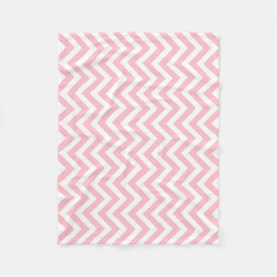 Pink and White Medium Size Vertical Chevron Fleece Blanket
