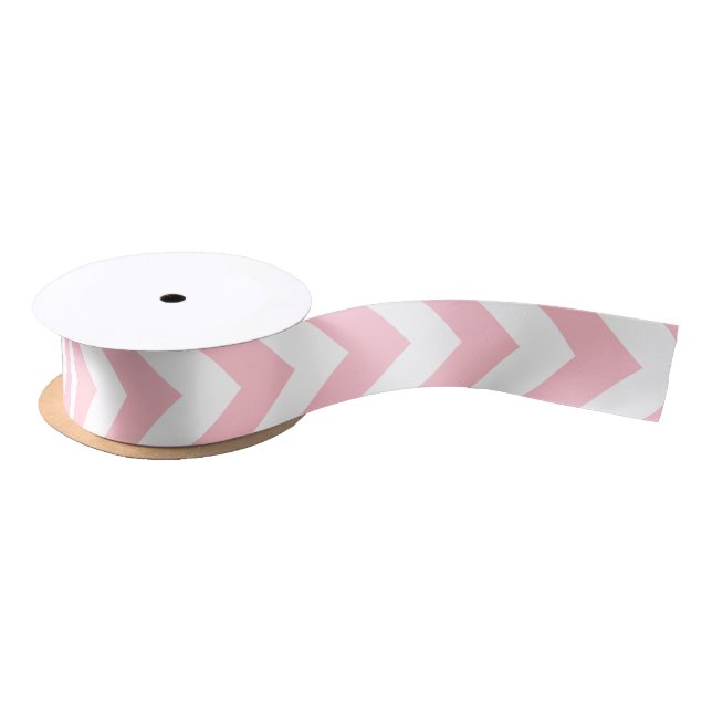 Pink and White Medium Vertical Chevron Ribbon Satin Ribbon (Spool)