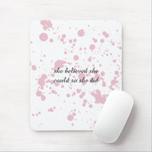 Pink and White Minimalist Inspirational Mouse Pad