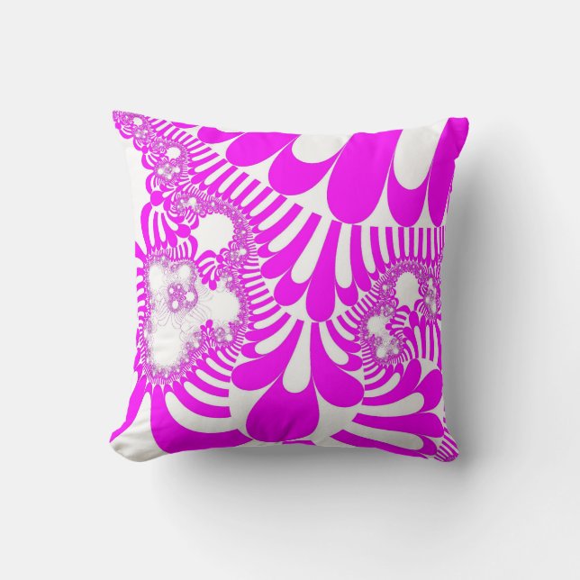 Pink and White Mod Throw Pillow (Front)