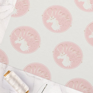 Pink and White Modern Magical Unicorn Fabric