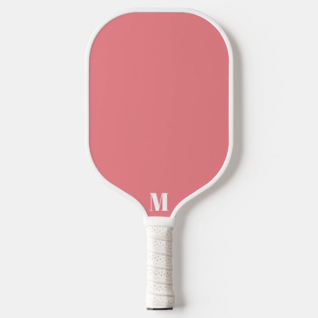 Pink and White Modern Monogram Pickleball Paddle (Front)