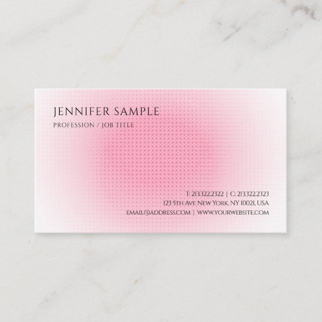 Pink And White Modern Trendy Simple Template Business Card (Front)
