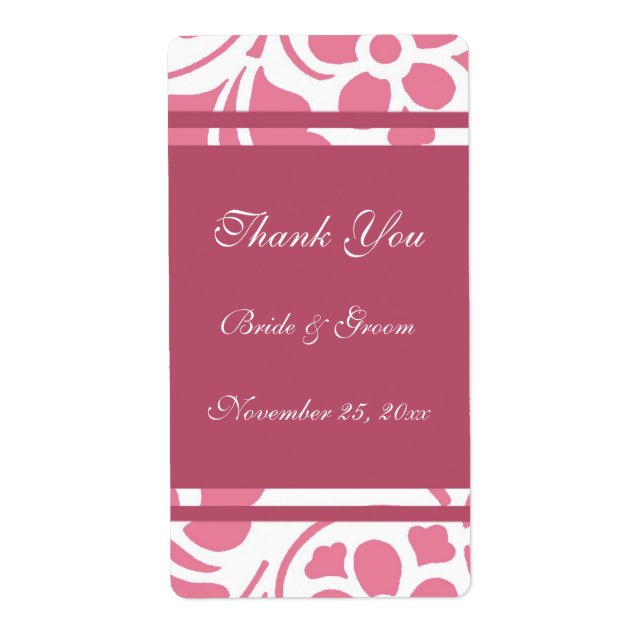 Pink and White Modern Wedding Labels (Front)