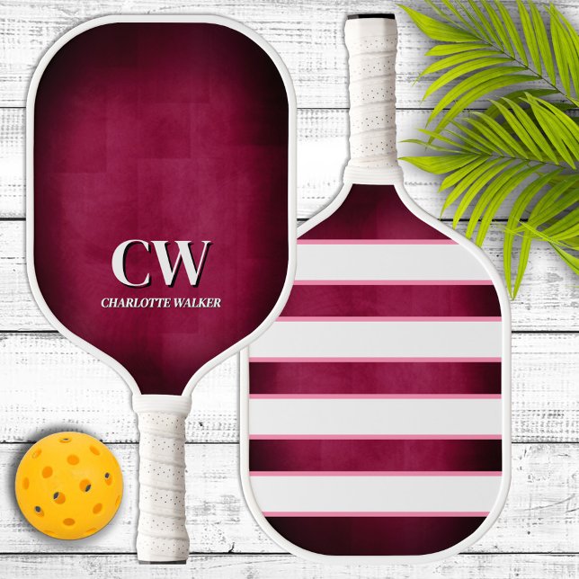 Pink and White Monogram Pickleball Paddle (Creator Uploaded)