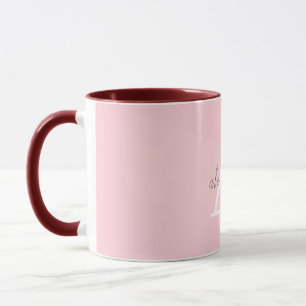 Pink and white monogram with Your name coffee Mug