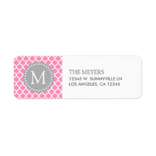 Pink and White Moroccan Pattern with Monogram