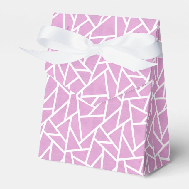 Pink and white mosaic pattern favor box (Front Side)