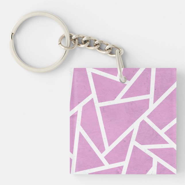 Pink and white mosaic pattern keychain (Front)