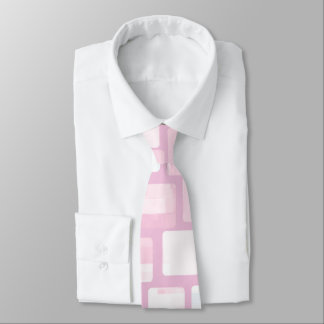 Pink and White Mosaic Pattern Tie