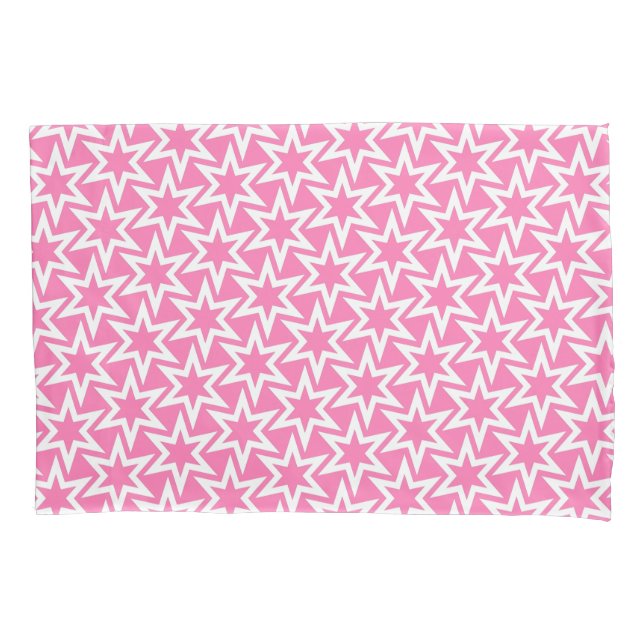 Pink And White Motif | Geometric Star Pattern Pillowcase (Front)