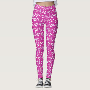 Pink and White Music Notes Leggings