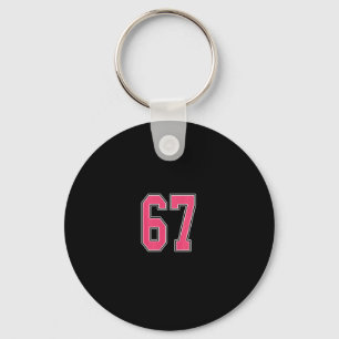 Pink And White Number 67 Jersey Player Uniform #67 Keychain