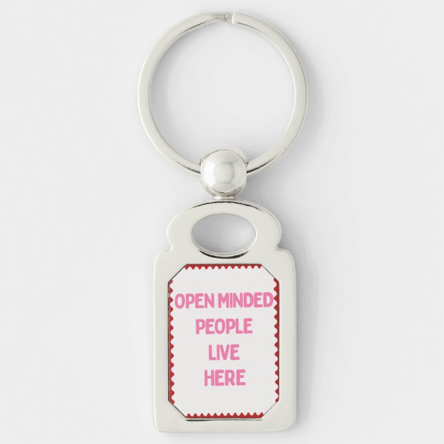 Pink and White Open Minded People  Keychain (Front)