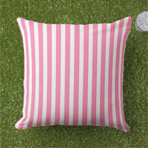 Pink And White Outdoor Pillow