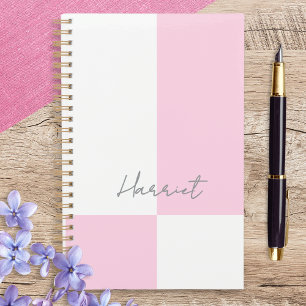 Pink and White Pastel Colour Block Personalized Planner