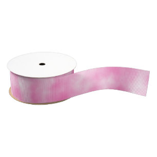 Pink and White Pastel Tie-Dye Marbleized Clouds Grosgrain Ribbon