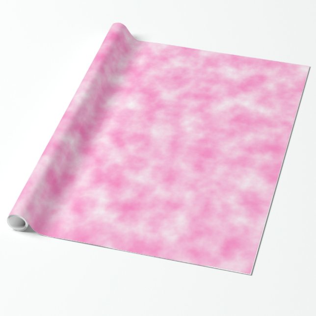 Pink and White Pastel Tie-Dye Marbleized Clouds Wrapping Paper (Unrolled)