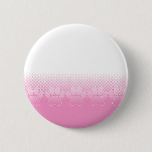 Pink And White Paws With Newsprint Background 2 Inch Round Button