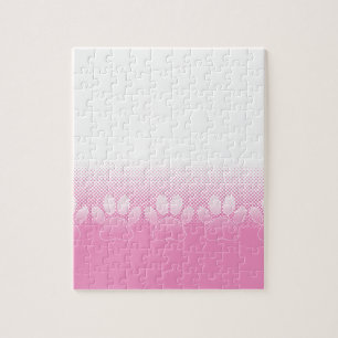 Pink And White Paws With Newsprint Background Jigsaw Puzzle