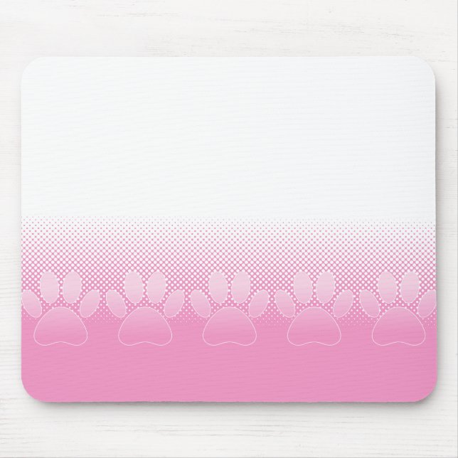 Pink And White Paws With Newsprint Background Mouse Pad (Front)