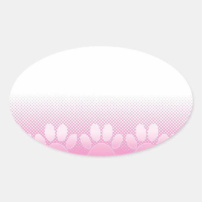 Pink And White Paws With Newsprint Background Oval Sticker (Front)