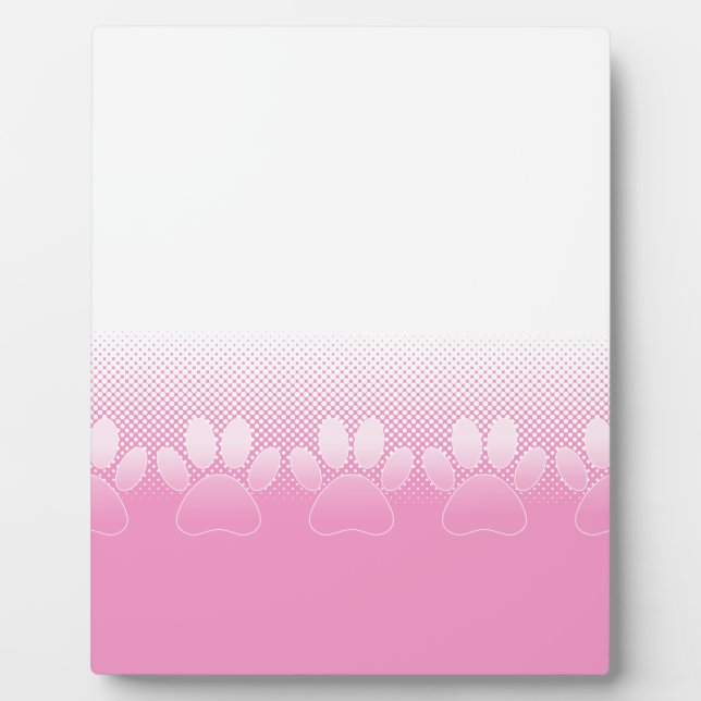 Pink And White Paws With Newsprint Background Plaque (Front)