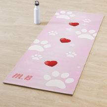 Pink and White Paws with Red Hearts