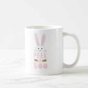Pink and White Peeking Easter Bunny Peek-A-Boo Coffee Mug
