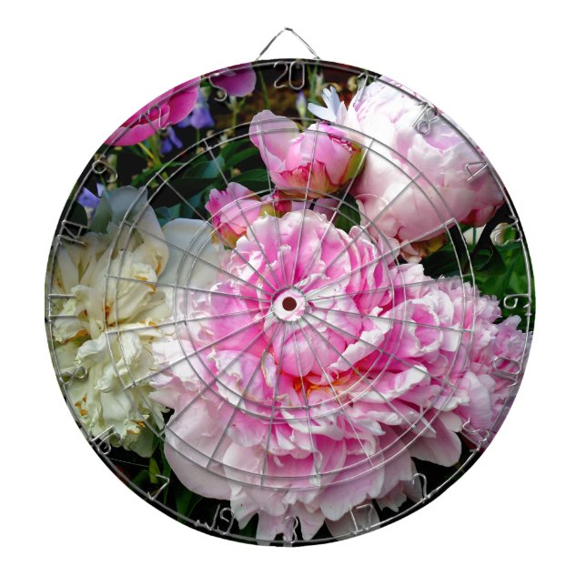 Pink and White Peonies Dartboard (Front)