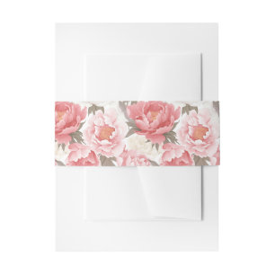 Pink and White Peonies Invitation Belly Band