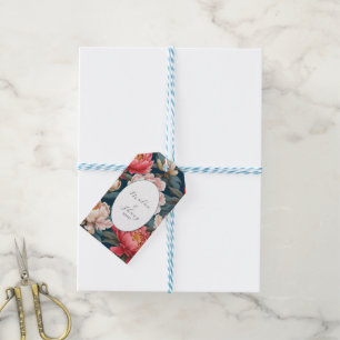 Pink and White Peonies Oriental Wedding Gift Tags