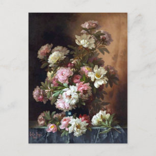 Pink and White Peony Fine Art Postcard